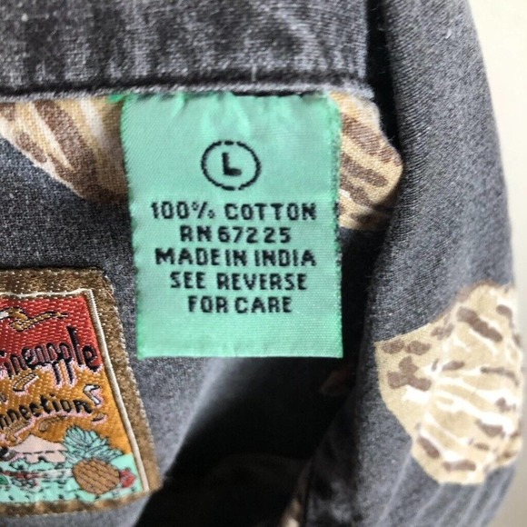 PINEAPPLE Connection Shirt Gray Leaf Print Button Up Short Sleeve Size Large - Picture 8 of 14